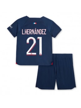 Billige Paris Saint-Germain Lucas Hernandez #21 Hjemmedraktsett Barn 2023-24 Kortermet (+ Korte bukser)